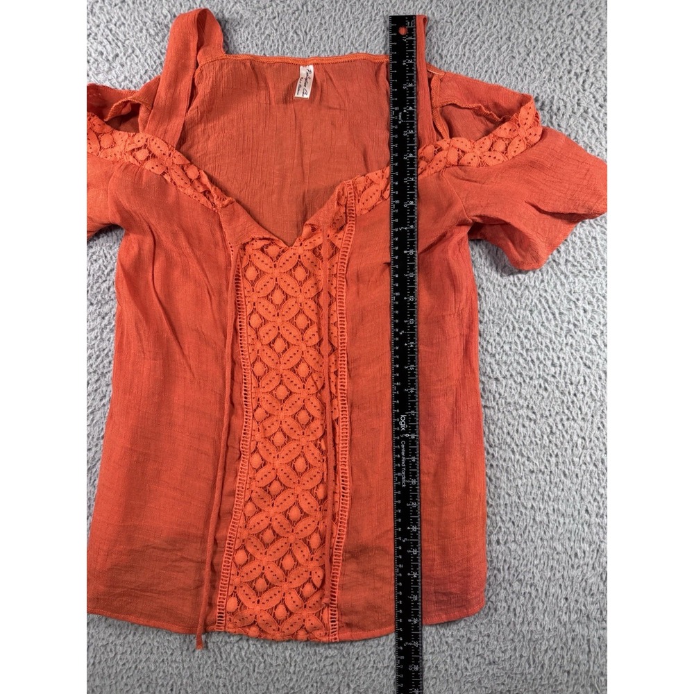 Women Large‎ Cold Shoulder Top Cottagecore Peasant Romantic Coastal Nautical Y2K - Picture 4 of 6